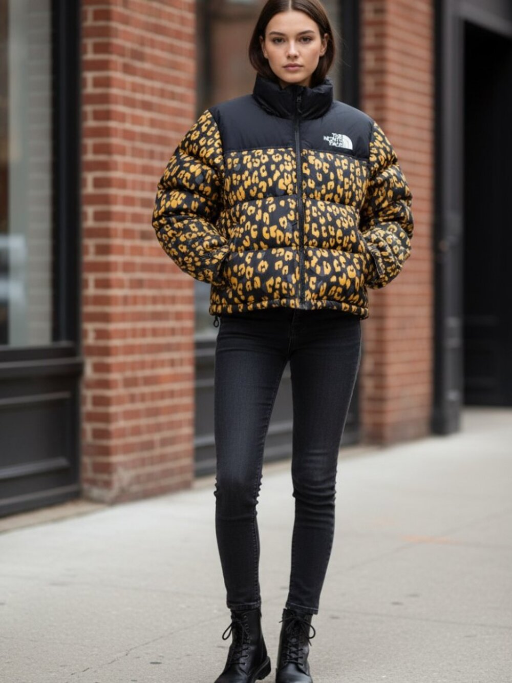 The North Face Nuptse 1996 Retro Puffer Jacket Womens M Leopard Print 700 Down